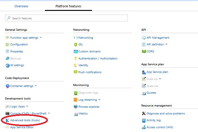 Azure Functions - Platform features - Kudu
