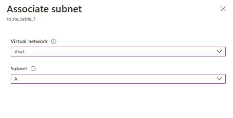 Azure route tables add subnet