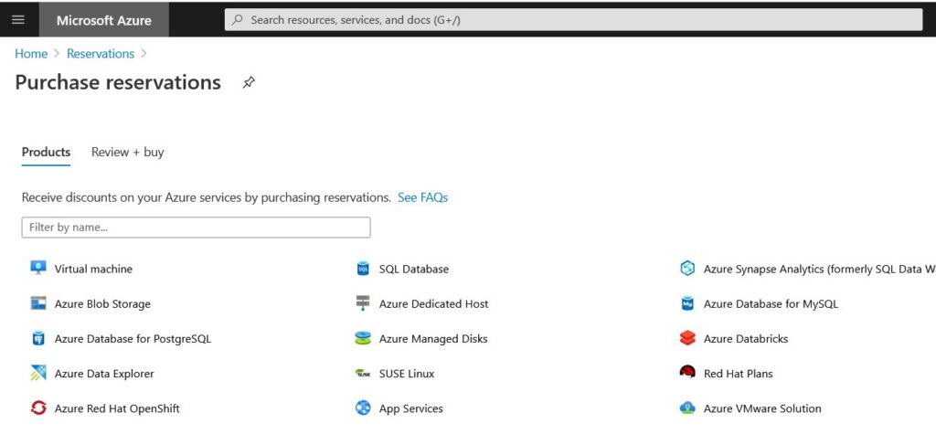 Azure Purchase reservations