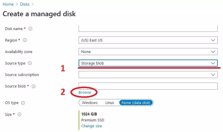 azure create managed disk
