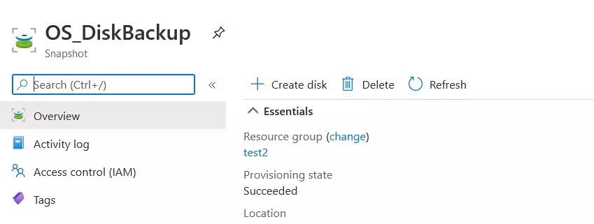 azure disk backup snapshot