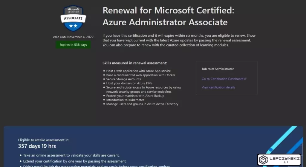 az104 azure admin renew 1 year certificate