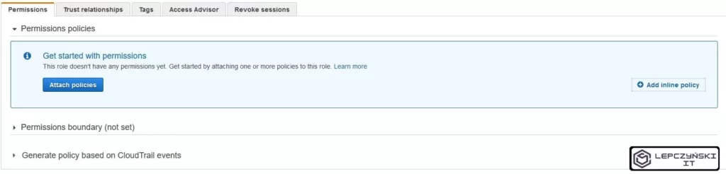 AWS add inline policy to Role