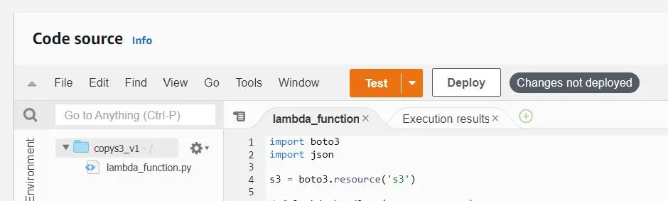 lambda function deploy test copy