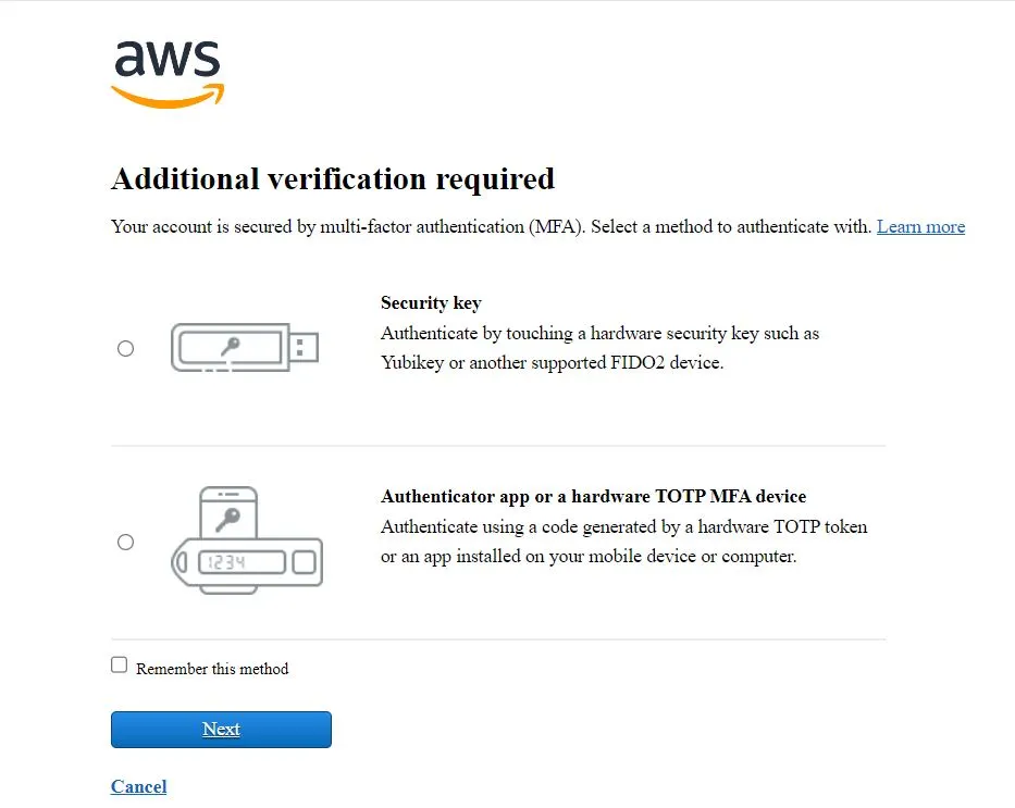 2024 MFA security AWS additional verification