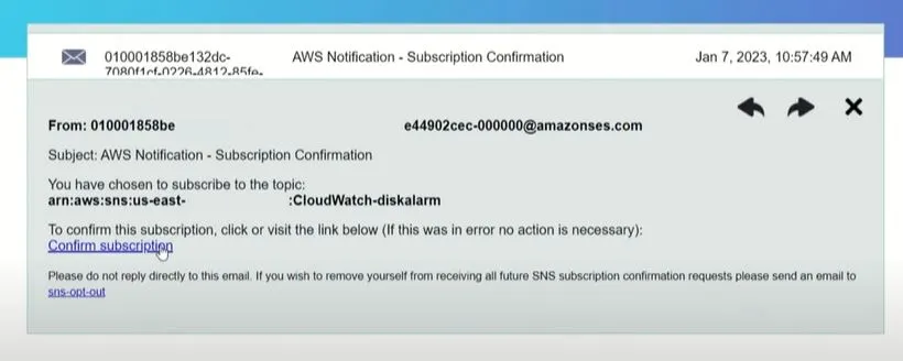 AWS notification - subscription