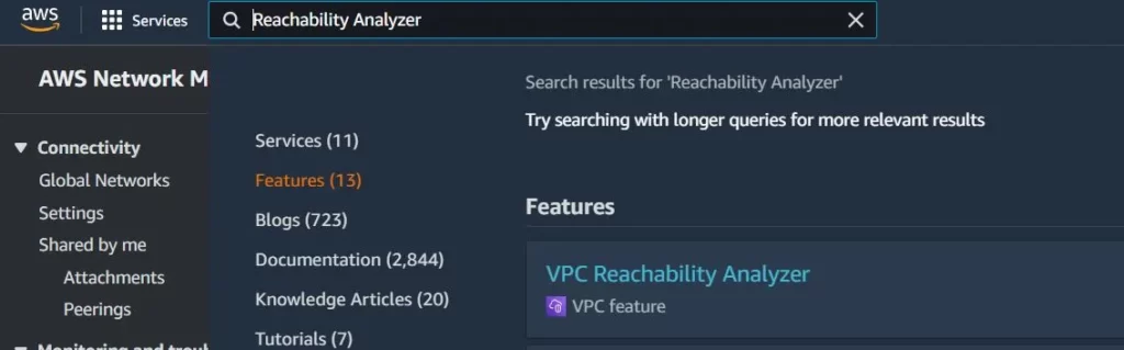 AWS Reachability Analyzer vpc